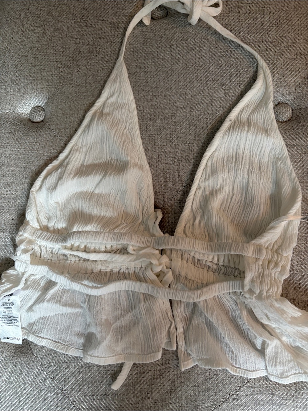 Halter Ruffle Tie-Front Top - Picture 2 of 3